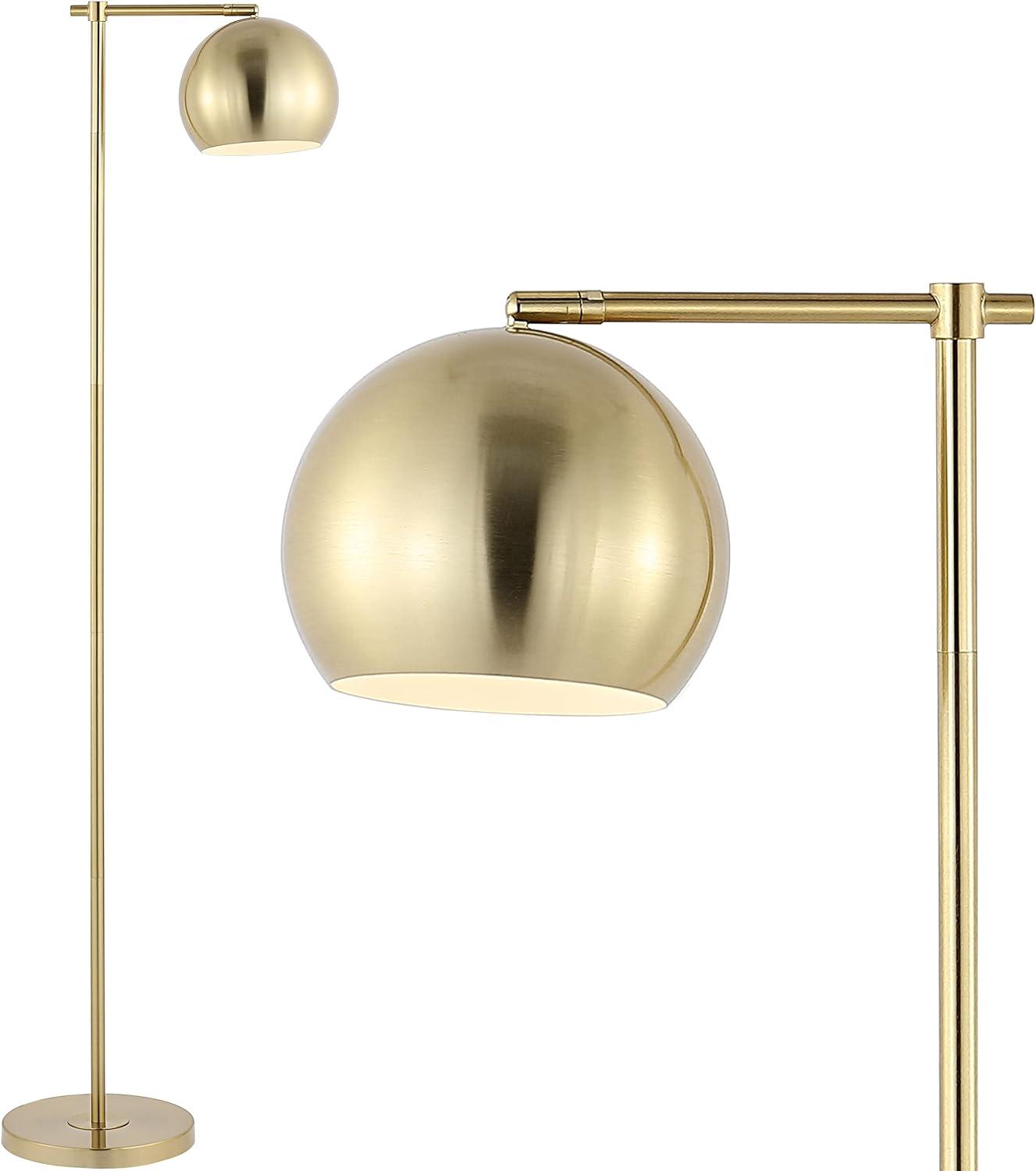 Eva 58.5" Satin Gold Metal Arc Floor Lamp with Dimmable LED
