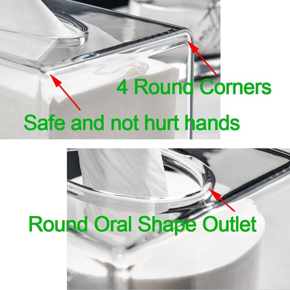 Square Clear Acrylic Tissue Box, Box Covers Rectangular, Bathroom Facial Napkin Box Holders, Table Clear Dryer Sheet Dispenser for Bathroom, Kitchen and Cars Transparent Rectangular