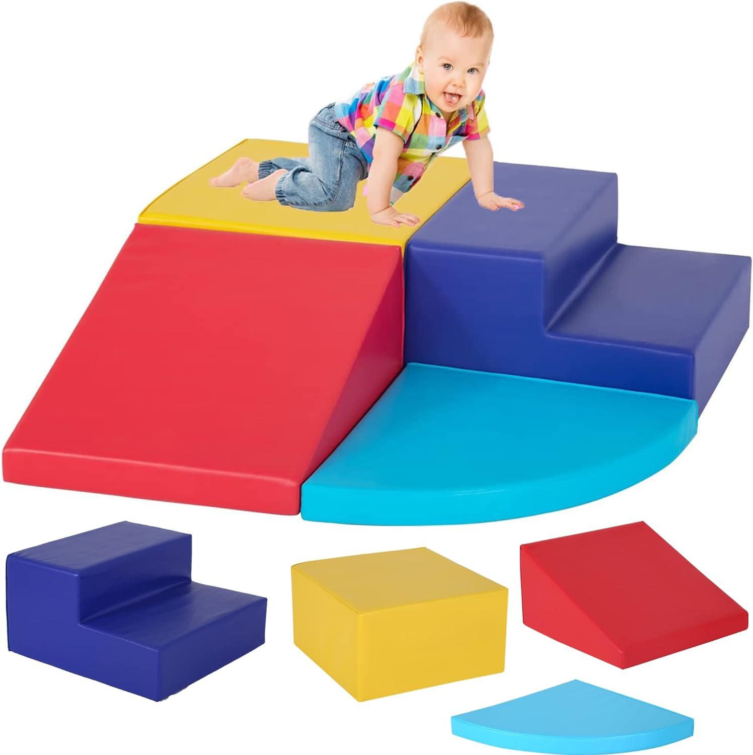 FDW 4-Piece Set Climbing Toys for Toddlers 1-3 Babies Foam Blocks Toddler Climbing Toys Indoor Children’s Composite Toy for Crawling