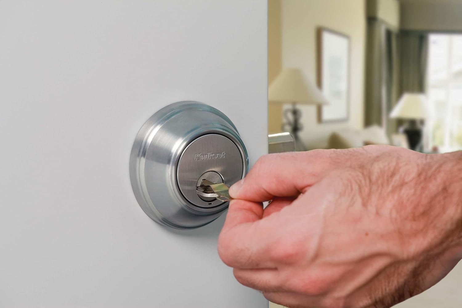 Kwikset SmartKey Satin Nickel Metal Deadbolt