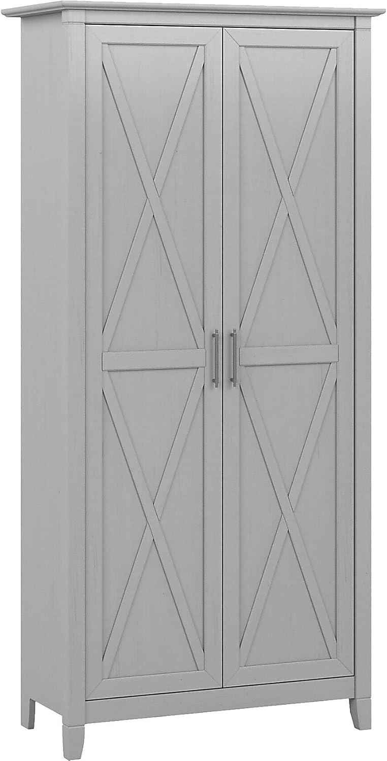 Key West Tall Storage Cabinet with Doors in Cape Cod Gray - Engineered Wood