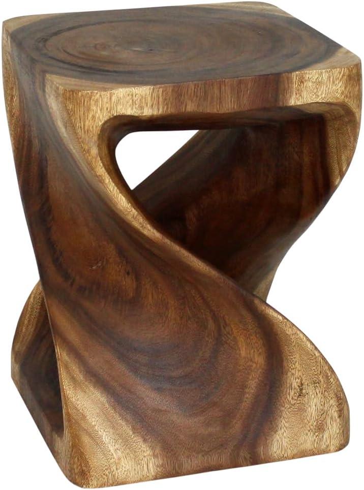 Haussmann® Wood Twist End Table 15 x 15 x 20 inch High Walnut Oil