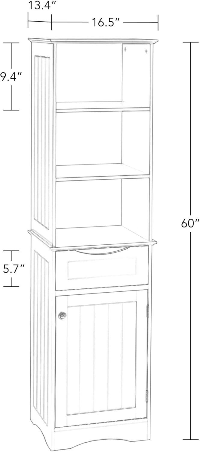 RiverRidge Ashland Tall Bathroom Storage Linen Cabinet and Organizer with Drawer and Shelves