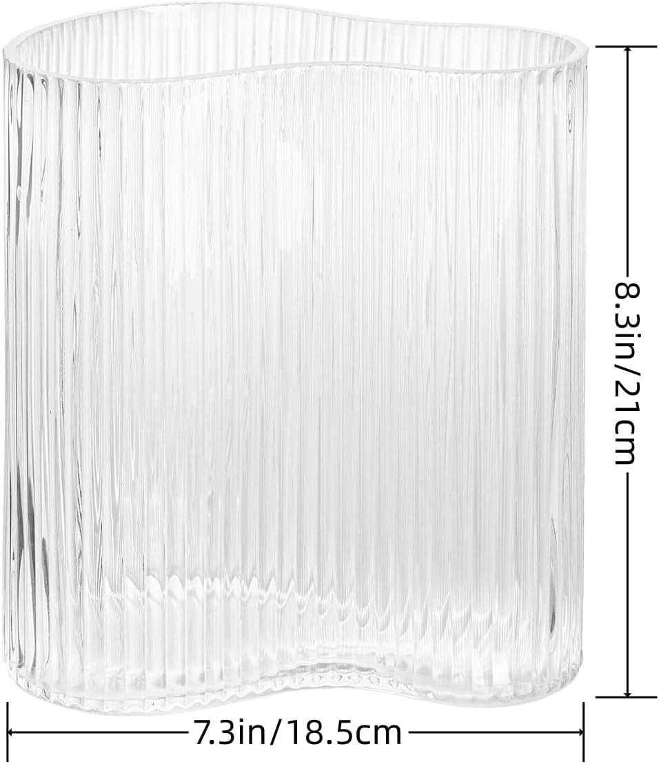 Clear Footprint Shape Glass Vase for Flowers 8.3 Inch