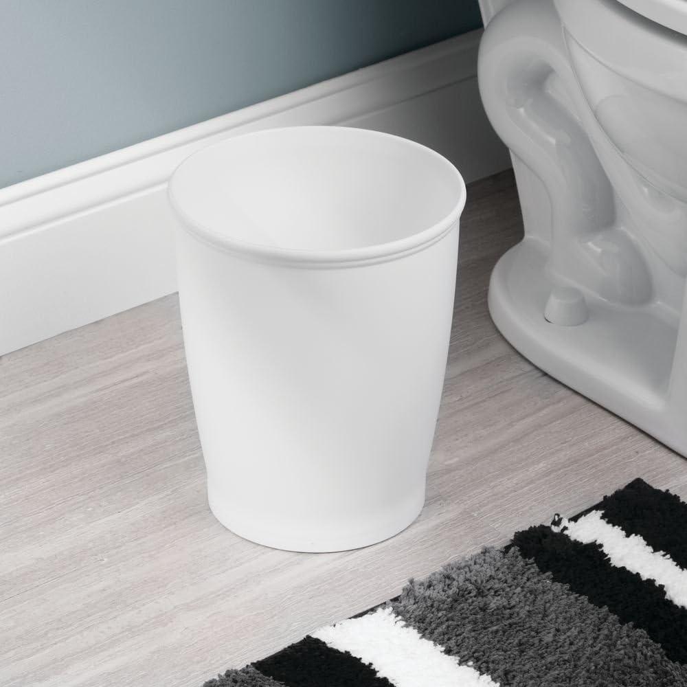 White Plastic Round Trash Can for Bathroom or Office