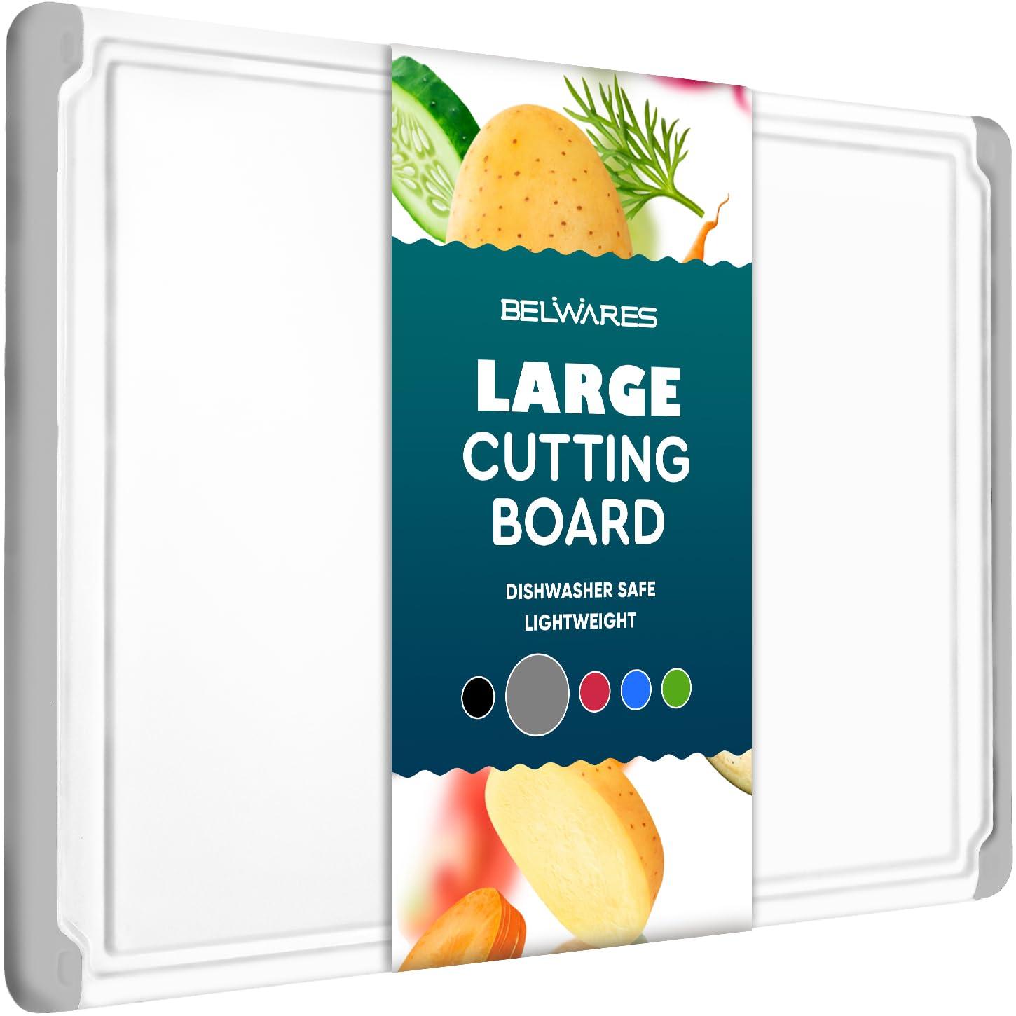 Plastic Cutting Boards for Kitchen - Large 18 x 12 Inch Rubber Cutting Board with Juice Grooves, Non-Slip, Dishwasher Safe Cutting Boards