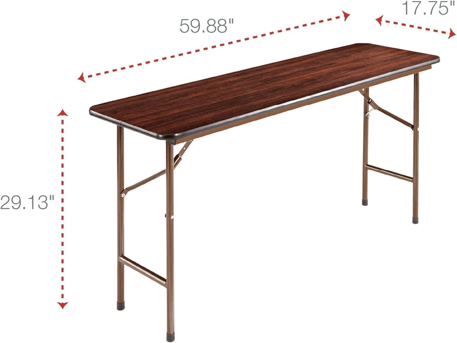 Alera Mahogany Rectangular Wood Folding Table with Steel Legs