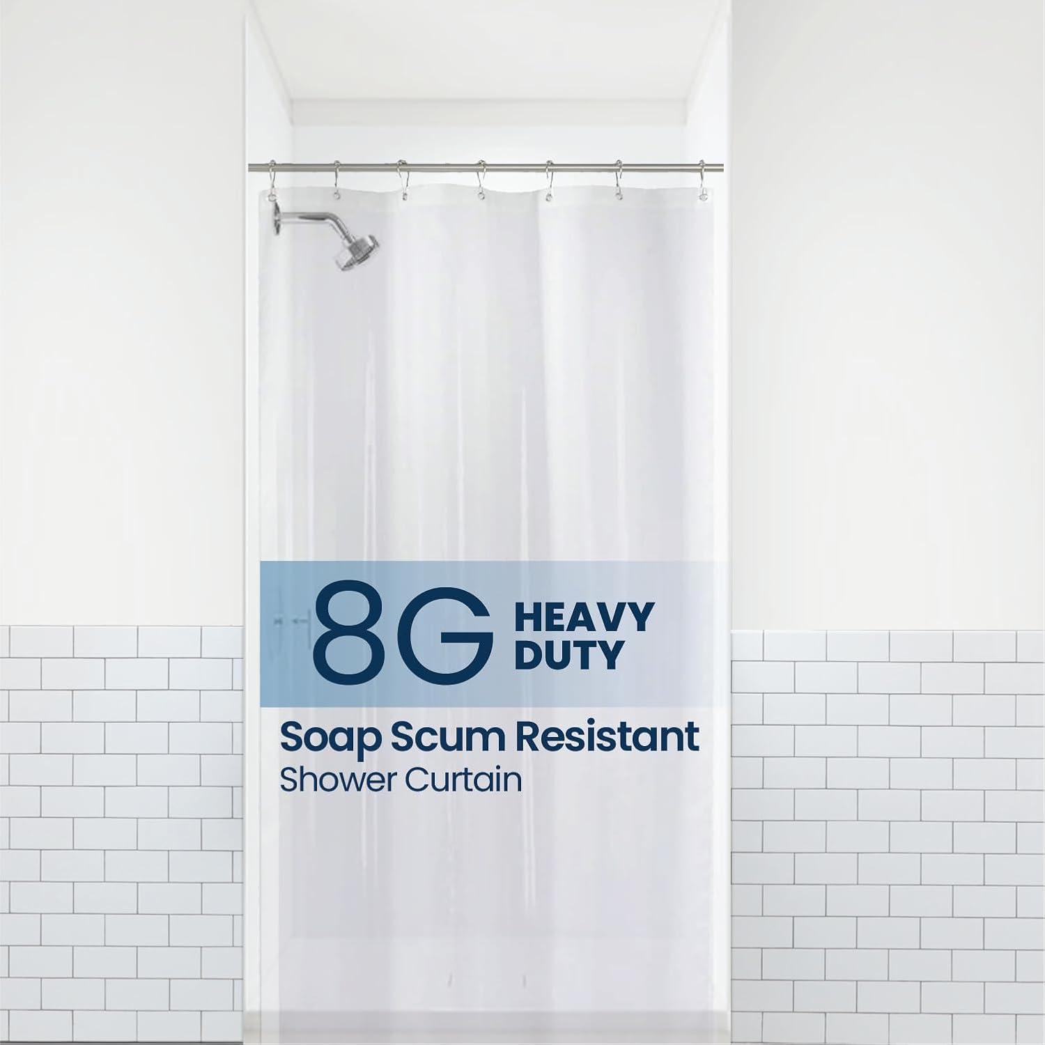 LiBa Premium Waffle Weave Shower Curtain - White Water Repellent and Heavyweight, Hotel Quality, Machine Washable Liner for Bathroom - 72" W x 72" H