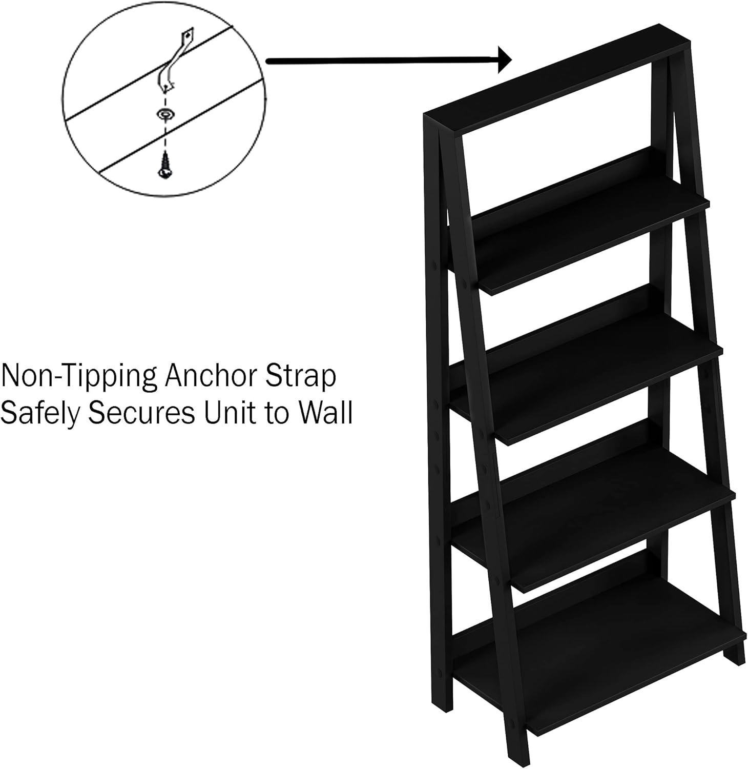 Lavish Home 4-Tier Leaning Ladder Bookshelf - Freestanding Shelved Bookcase