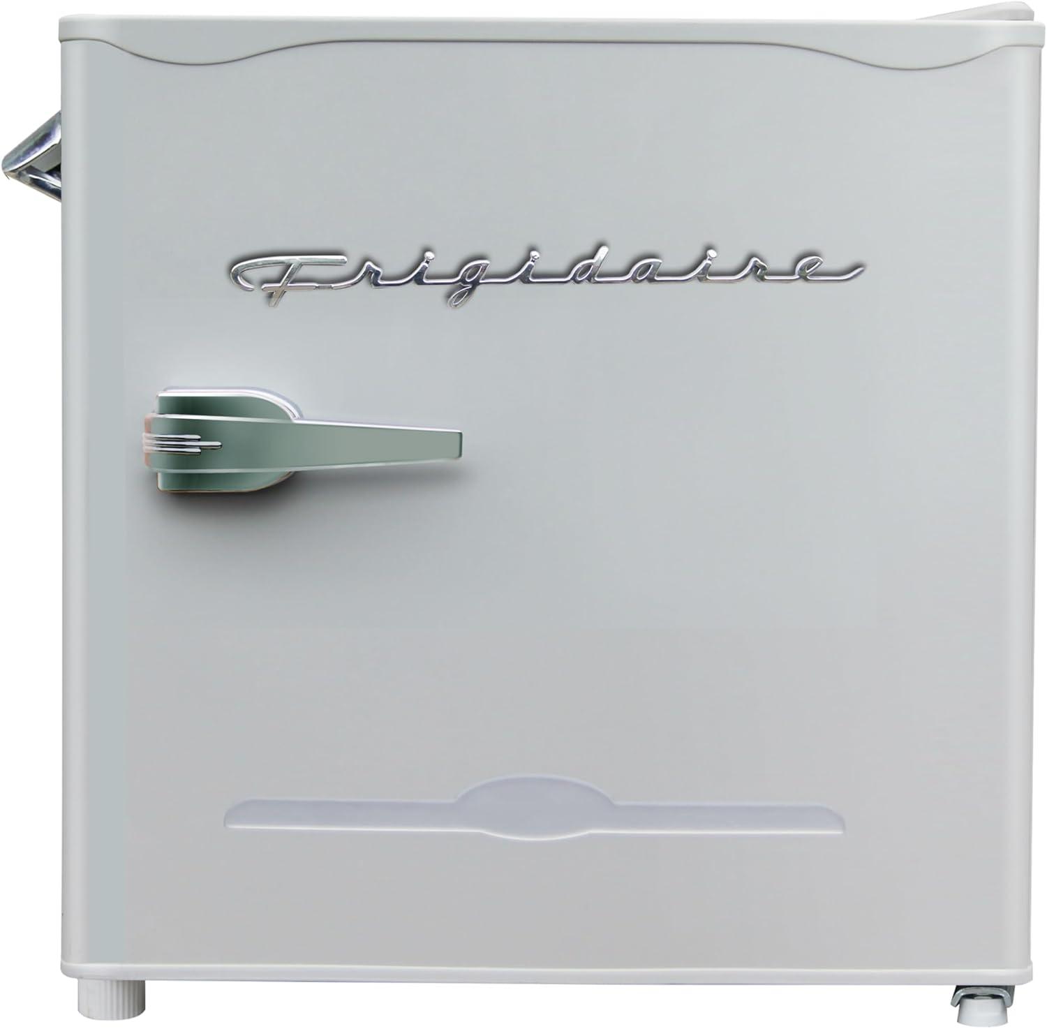 Frigidaire 1.6 cu ft Retro Fridge With Side Bottle Opener Moonbeam: Compact Dorm & Skincare Refrigerator-Freezer, Manual Defrost
