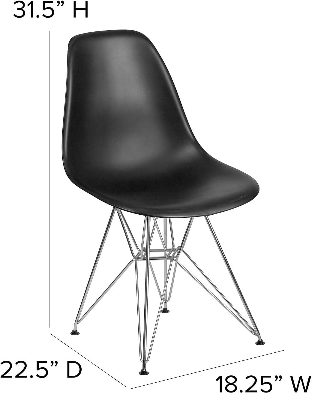 Modern Black Plastic Accent Chair with Chrome Geometric Base