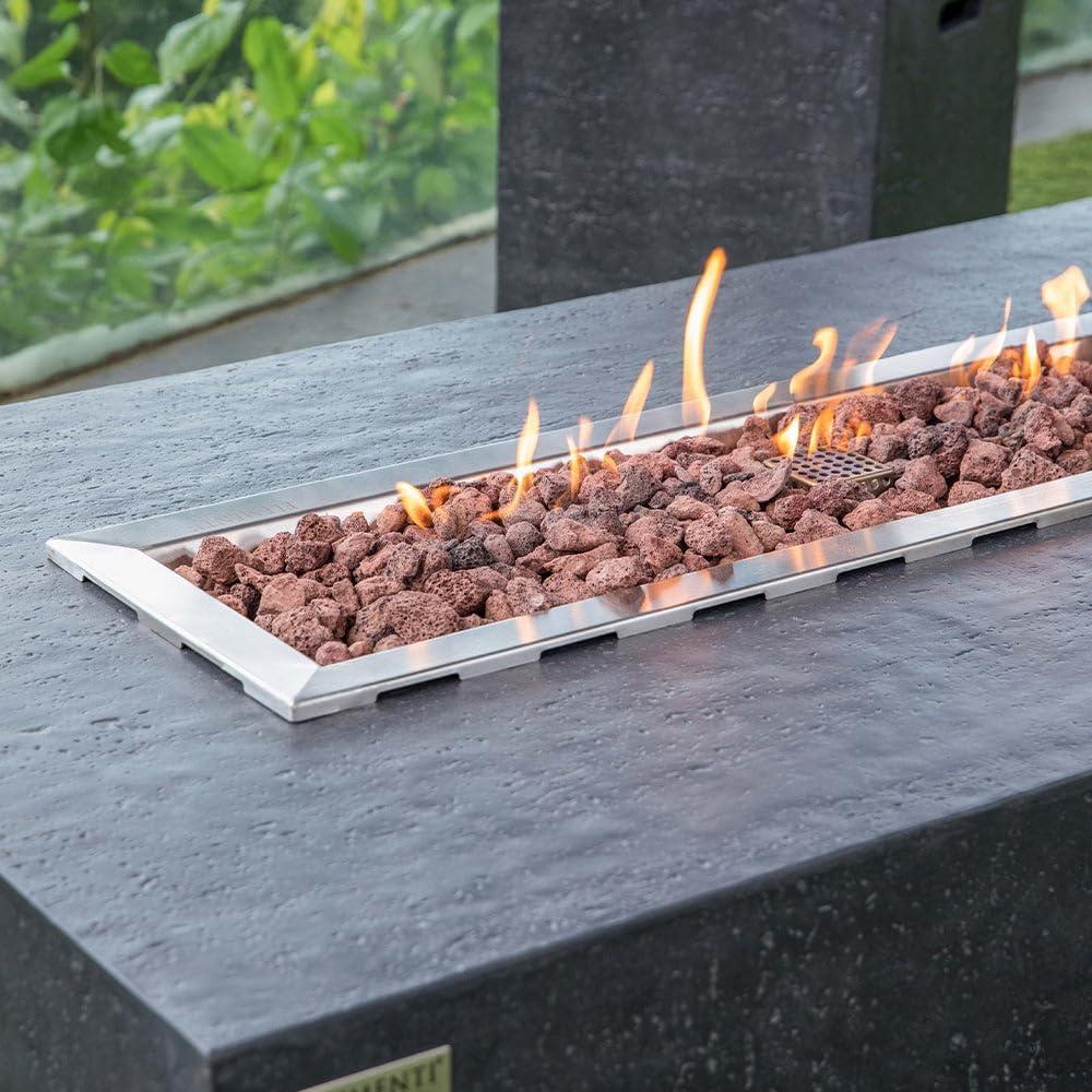 Gray Gas Free-Standing Fire Pit Table with Lava Rocks