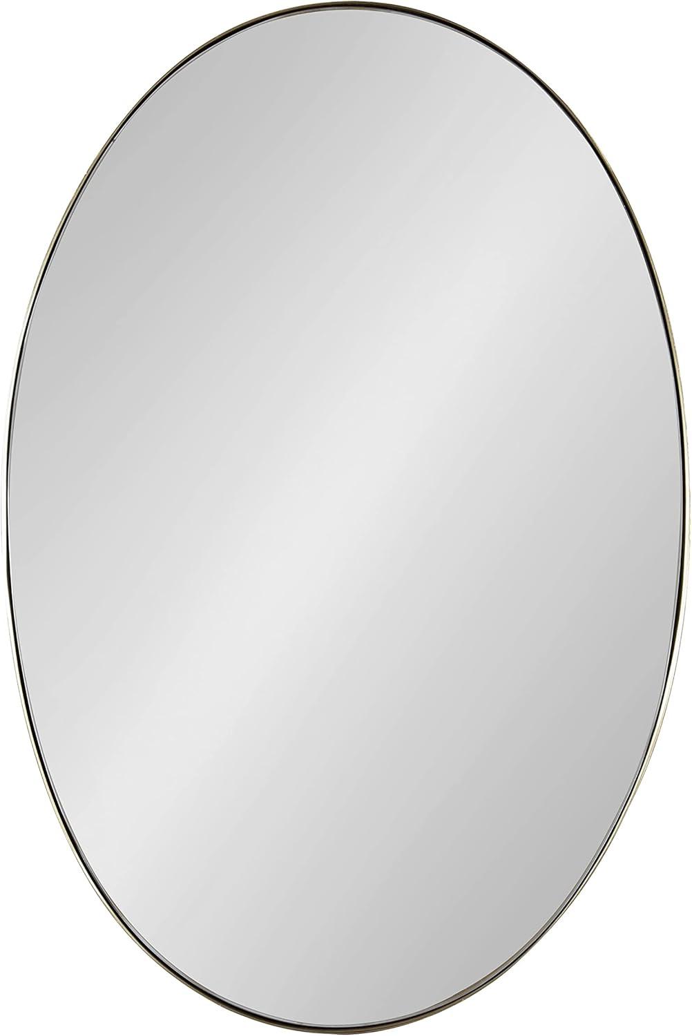 Kate and Laurel Rollo Midcentury Oval Metal Framed Mirror, 20 x 30, Gold, Decorative Modern Mirror Decor for Wall