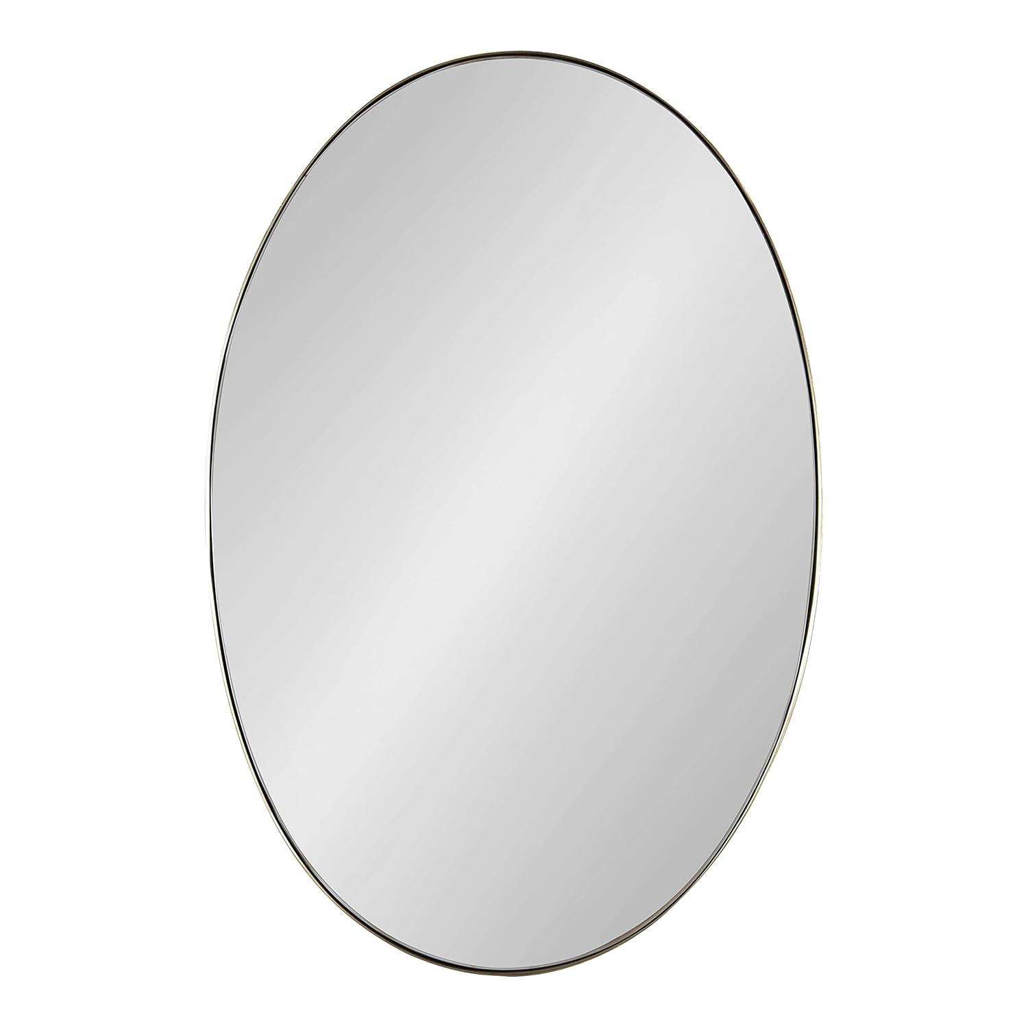Kate and Laurel Rollo Midcentury Oval Metal Framed Mirror, 20 x 30, Gold, Decorative Modern Mirror Decor for Wall