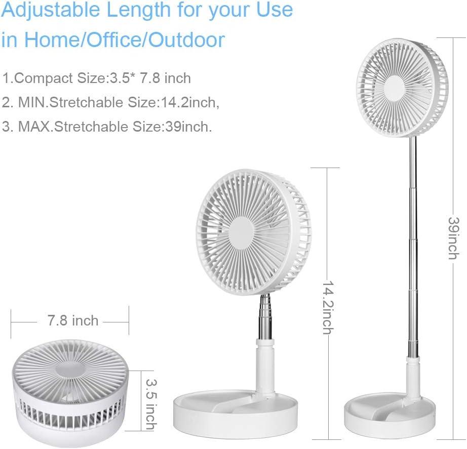 Battery Operated Fan Fordable Table Desk Floor Fan 4 Speeds Portable 8-inch Fan