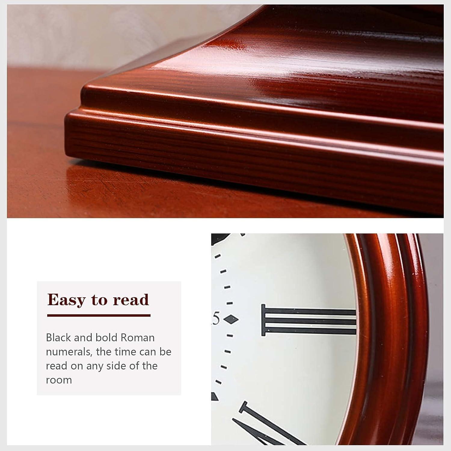 Brown Plastic and Glass Analog Mantle Clock with Large Display