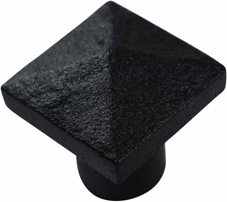 Black Square Iron Cabinet Knob with Mounting Hardware