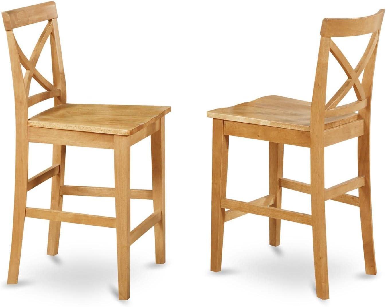 Oak Finish Square Pub Table with 2 Wooden Chairs