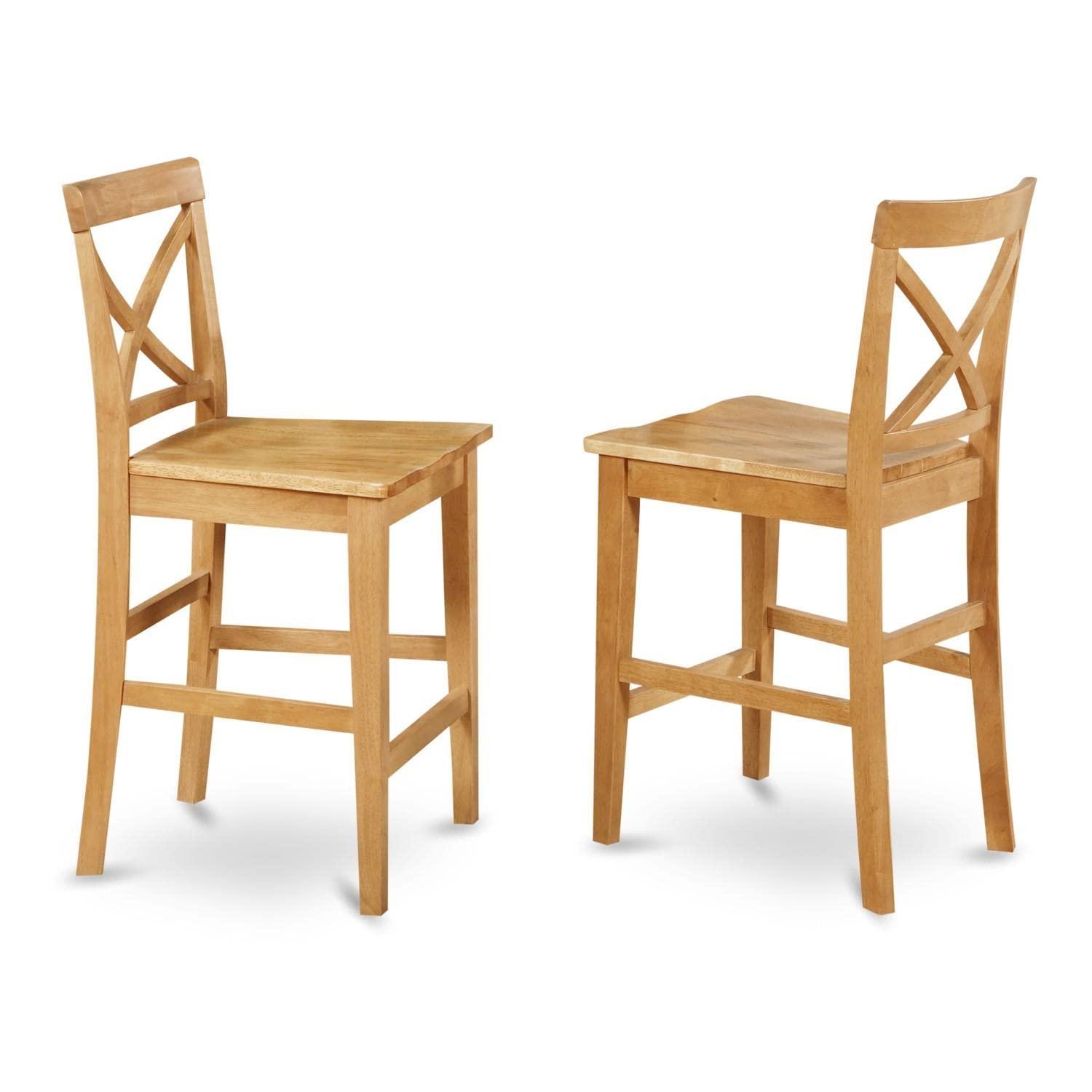 Oak Finish Square Pub Table with 2 Wooden Chairs
