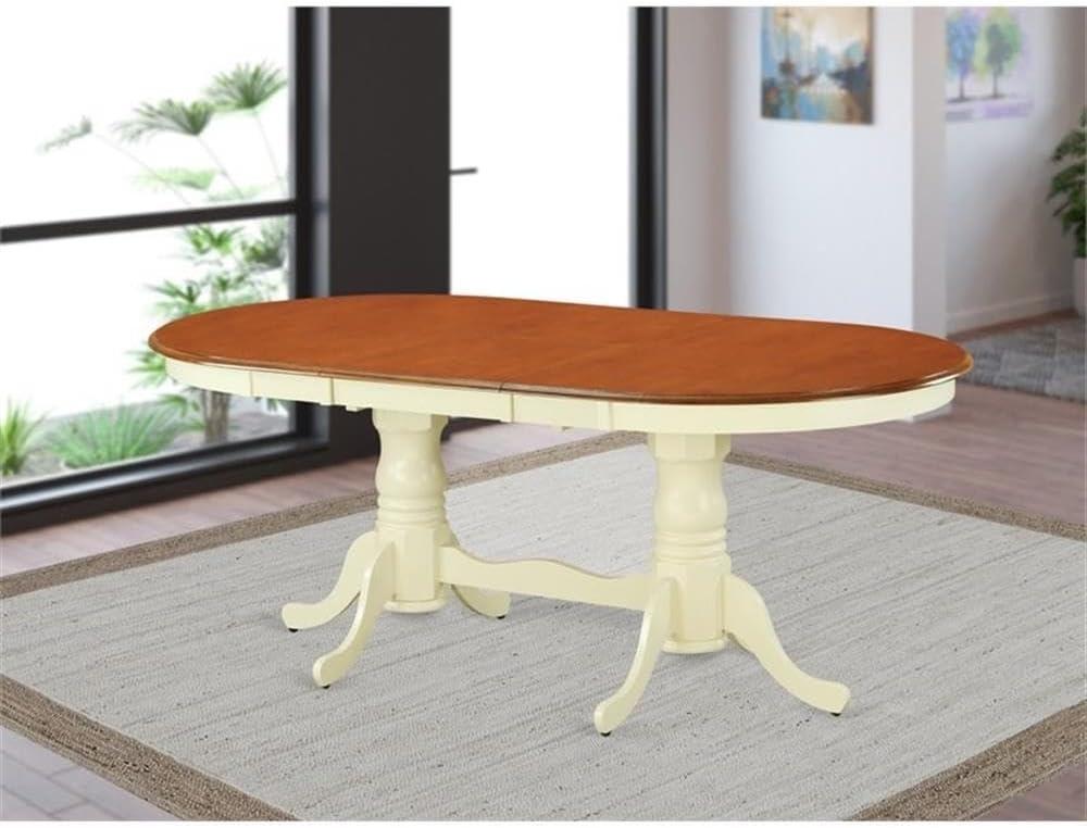 East West Furniture Plainville 5-piece Wood Dinette Set in Buttermilk/Cherry