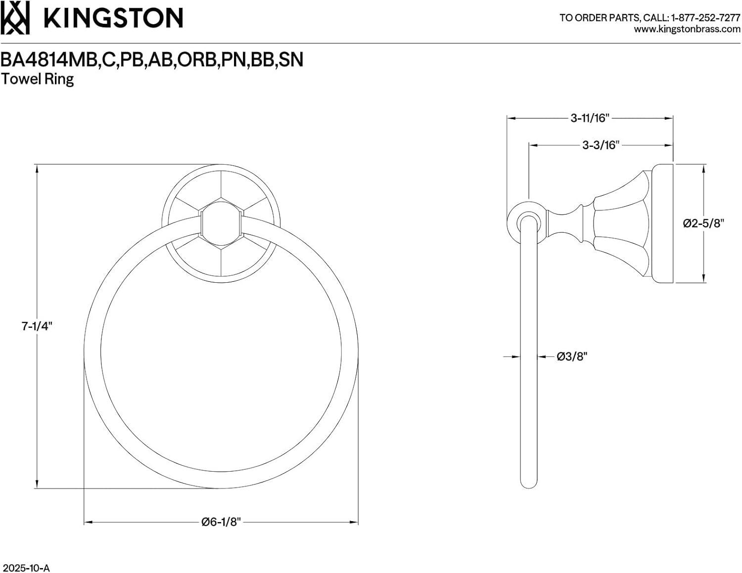 Kingston Brass Metropolitan Towel Ring