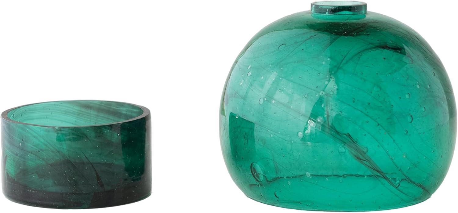 Creative Co-Op Glass Tealight Holder with Cloche, Teal