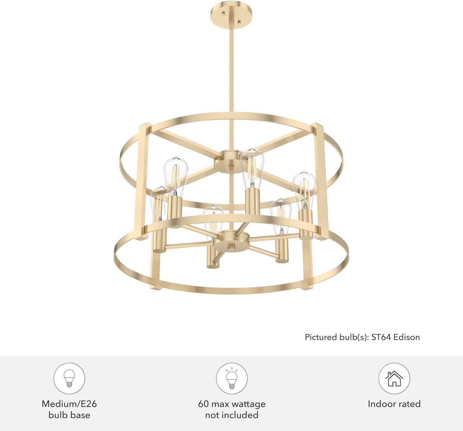 Hunter Fan Astwood Clear Glass 6-Light Drum Chandelier Ceiling Light Fixture