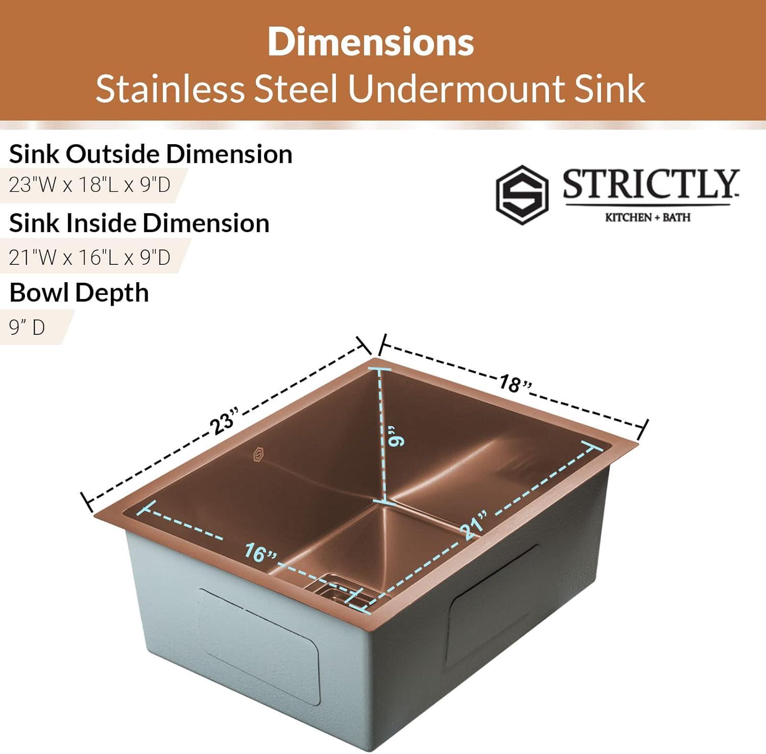 Copper Brushed Stainless Steel Single Bowl Kitchen Sink