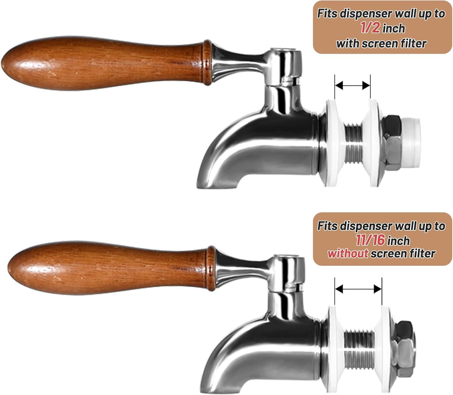 Polished Stainless Steel Beverage Dispenser Replacement Spigot Set