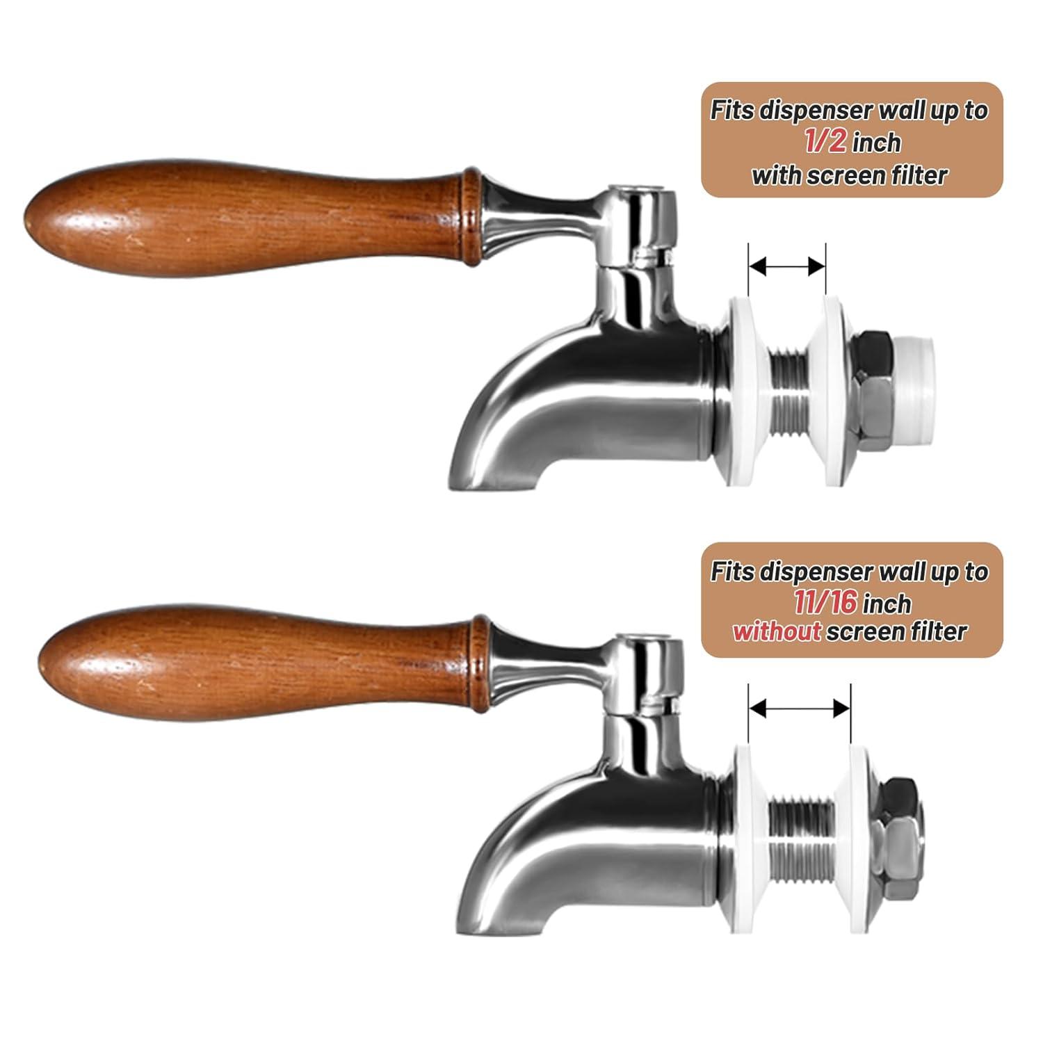 Polished Stainless Steel Beverage Dispenser Replacement Spigot Set