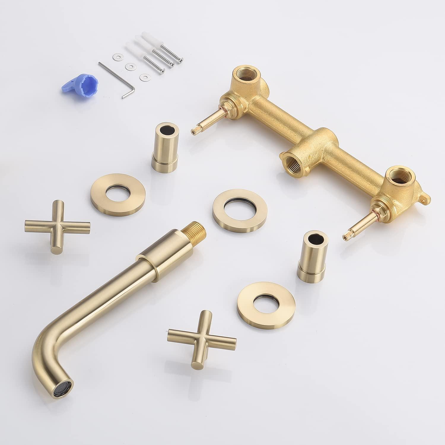 2-Handle 2-Hole Wall Mounted Bathroon Sink Faucet In Spot Resist (Valve Included)