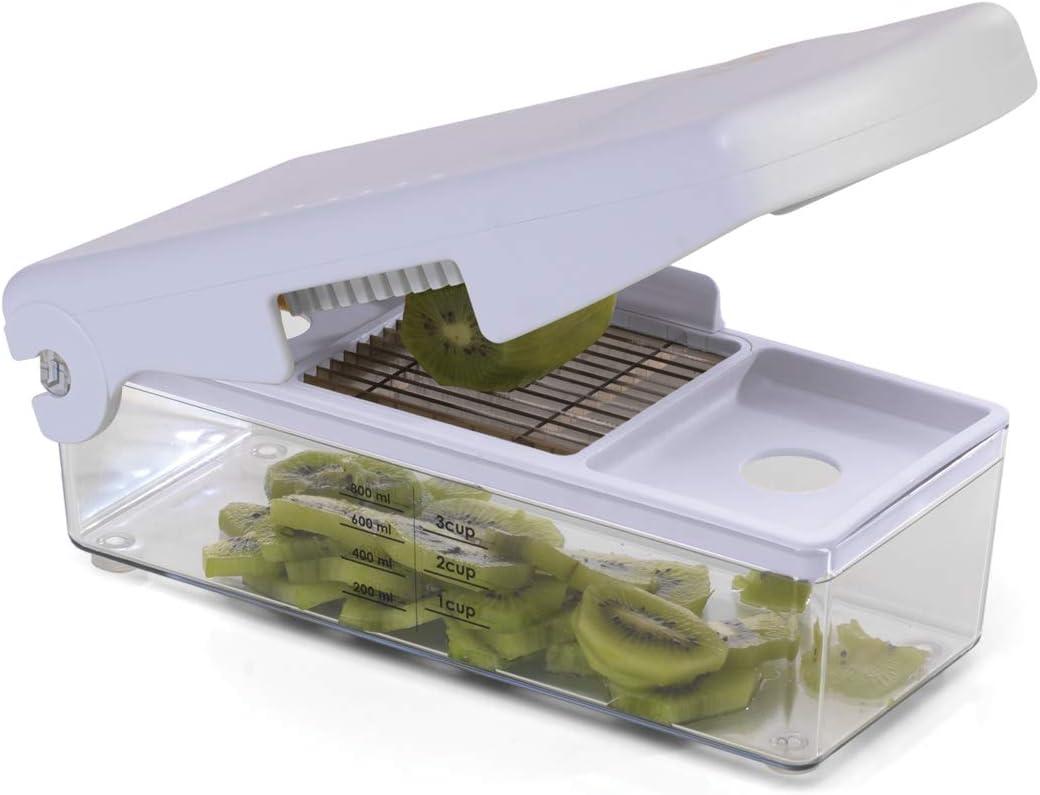 Prepworks Fruit and Vegetable Chopper: Manual Food Chopper, 3 Blades, Dishwasher-Safe, ABS & Stainless Steel, Red/Green/Yellow