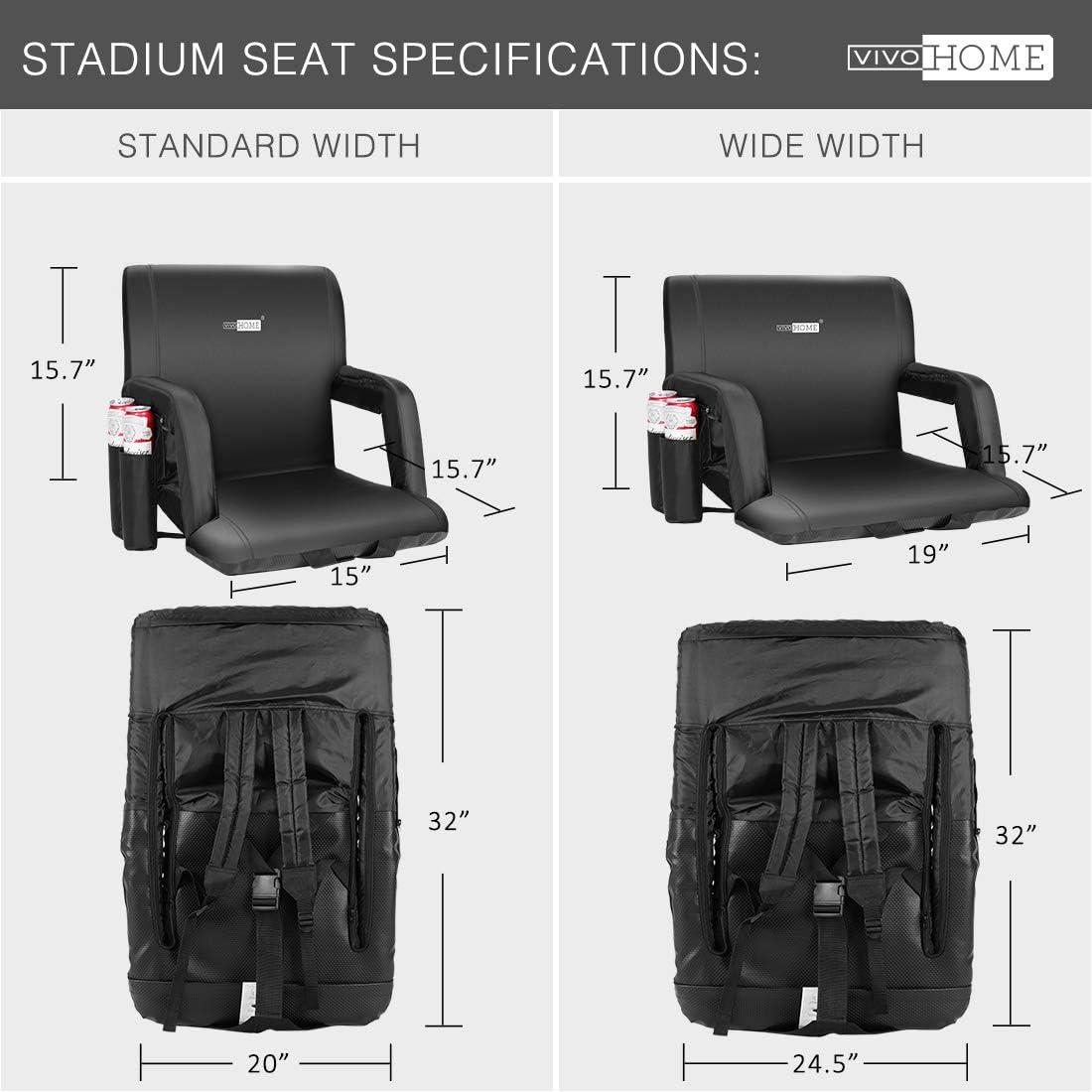 SPECSTAR Foldable Stadium Seat Chair for Bleachers with Padded Back Support and Armrests 2 pack