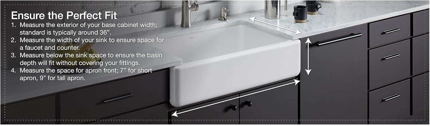 Whitehaven® Self-Trimming 32-1/2" L x 21-9/16" W x 9-5/8" Under-Mount Single-Bowl Sink with Short Apron