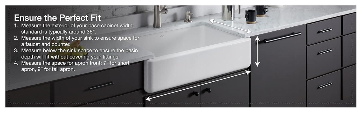 Whitehaven® Self-Trimming 32-1/2" L x 21-9/16" W x 9-5/8" Under-Mount Single-Bowl Sink with Short Apron