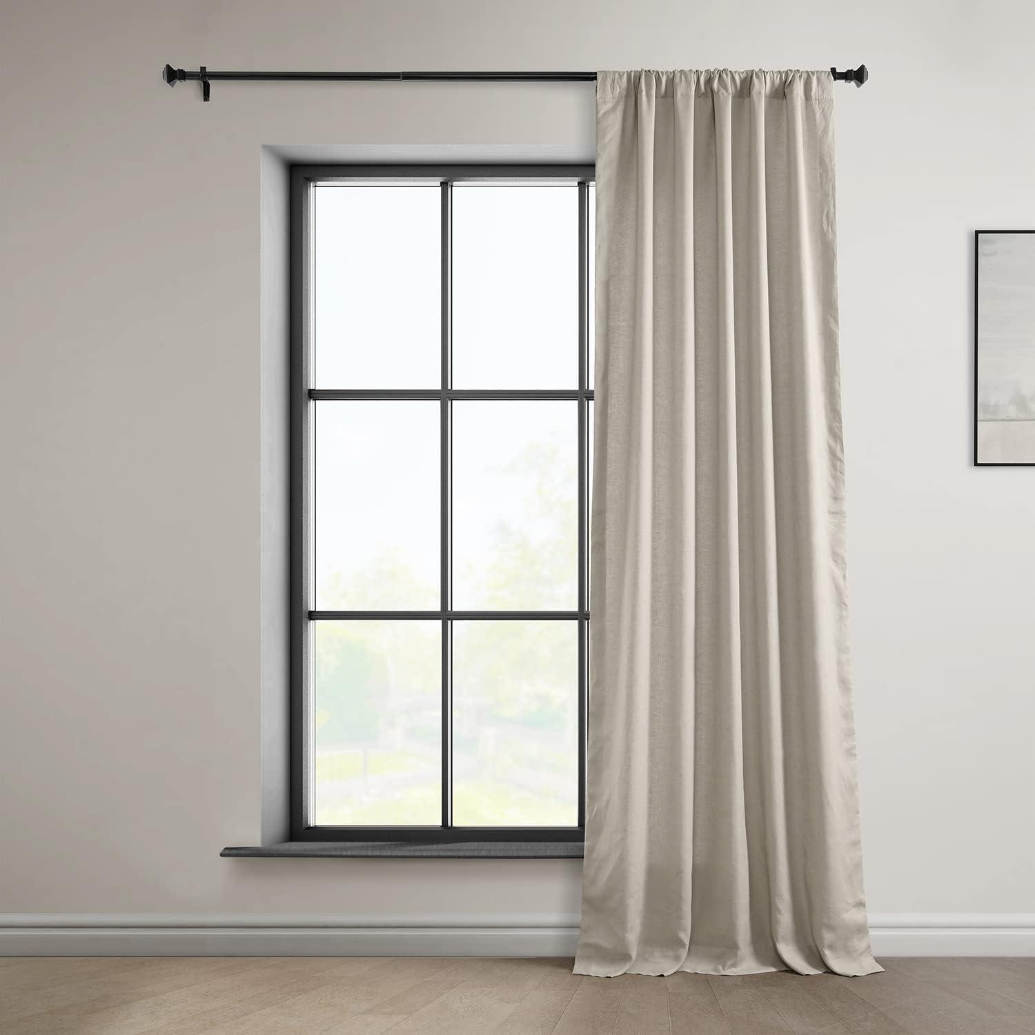 Light Birch 108" Cotton Linen Room-Darkening Curtain Panel