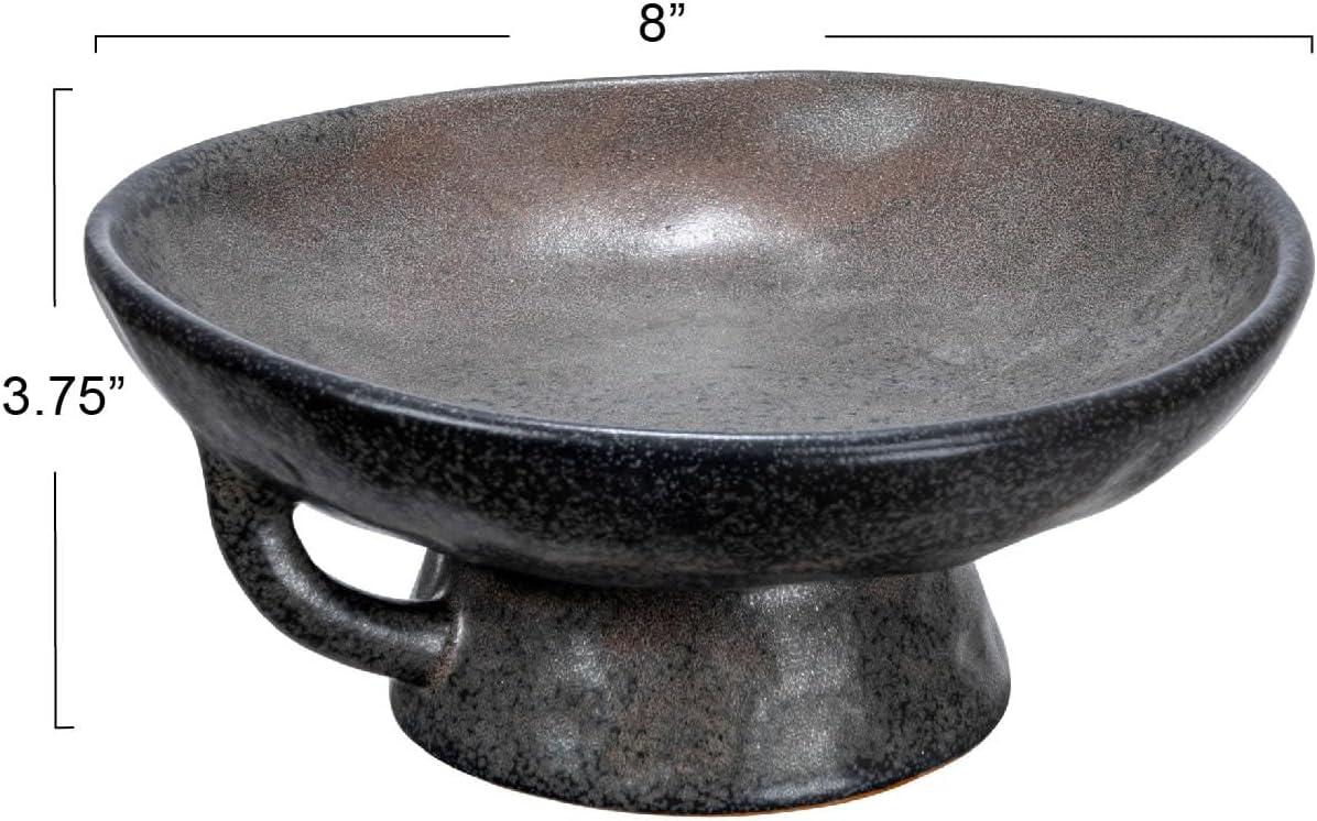 Black Ceramic Footed Serving Bowl with Handles