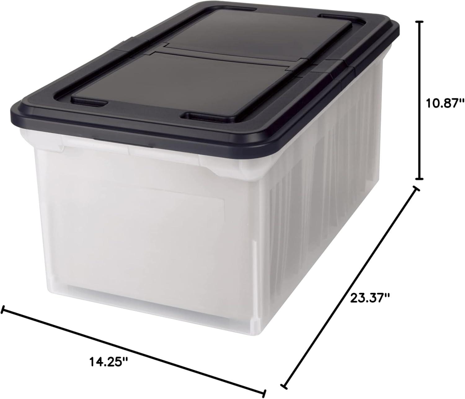 Medium Black and Clear Plastic Stackable File Tote Box