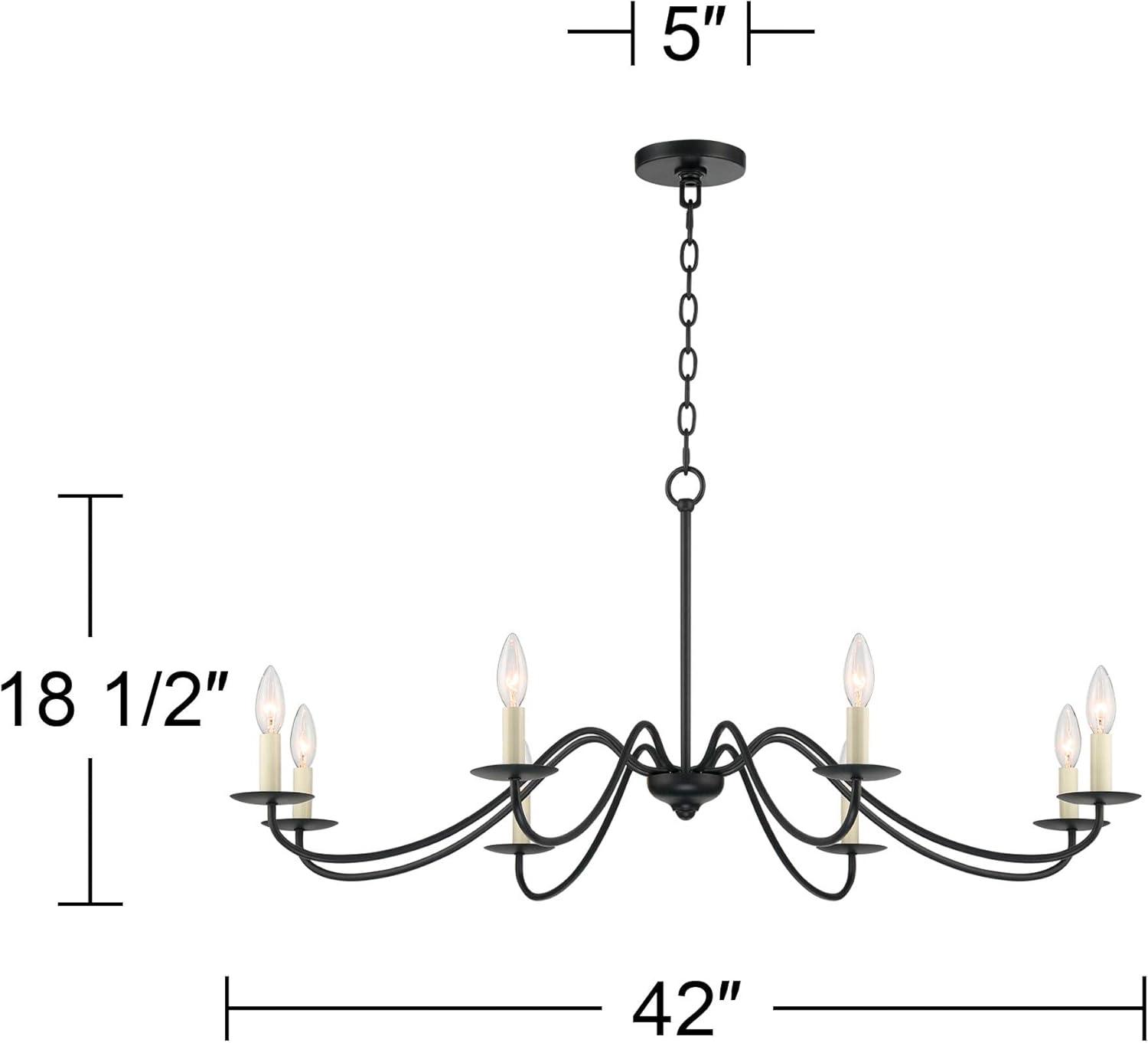 Franklin Iron Works Soft Gold Chandelier 42" Wide Farmhouse Rustic Bent Arms 8-Light Fixture for Dining Room Living House Home Foyer Kitchen Island