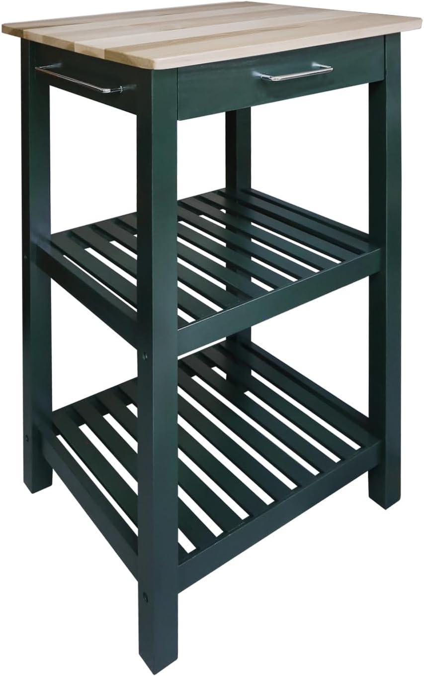 Sunrise Kitchen Island with Solid Wood Top, Hunter Green