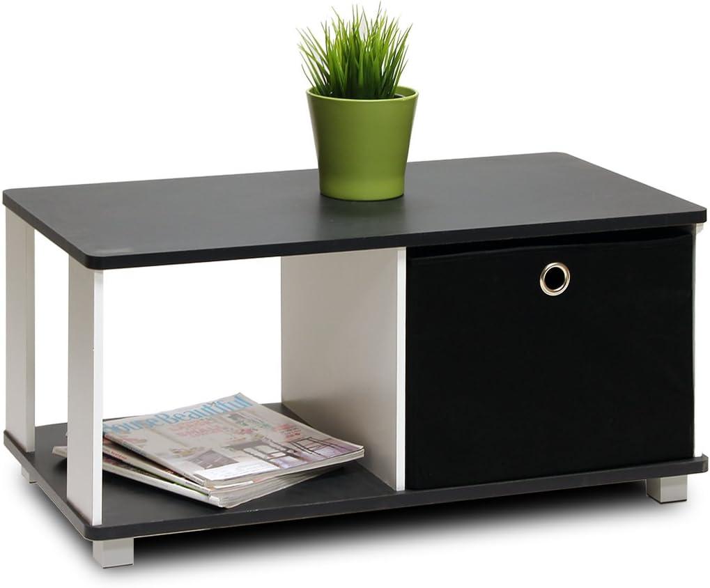 Furinno 99954BK/BK Coffee Table with Bin Drawer, Black