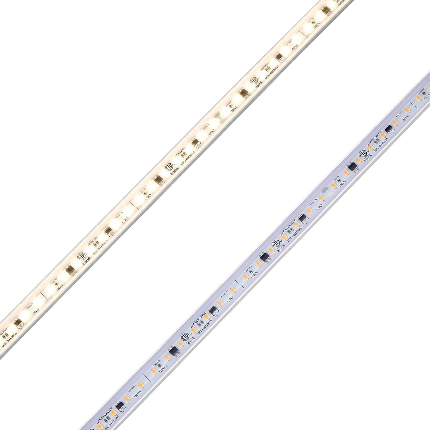 Maxxima 84 in. LED Under Cabinet Strip Light, Hardwired, 3220 Lumens, 3000K Warm White, 120V White Cove Light
