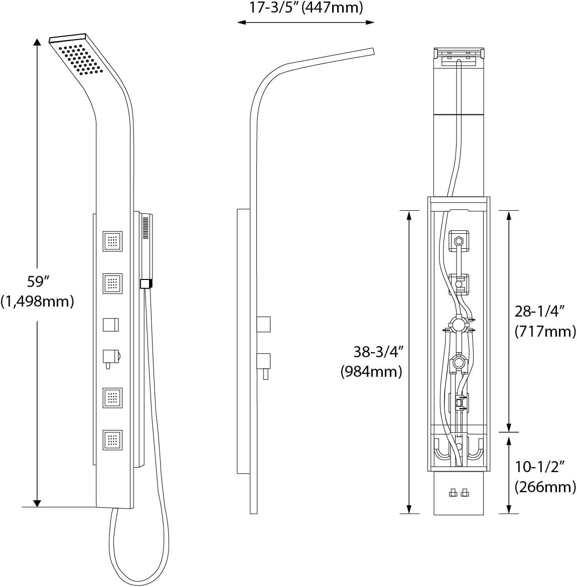 Blue Ocean SPS88991 62'' Shower Panel with Adjustable Shower Head