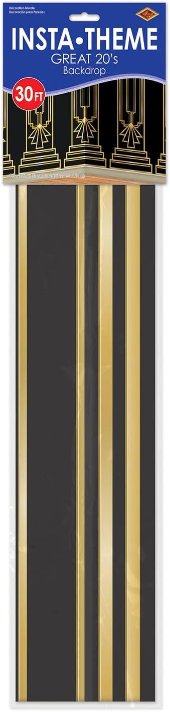 Beistle Great 20s Wall Backdrop, Decorative Wall Covering for Roaring Twenties Parties, Art Deco-Themed Photo Booths, Jazz Night Celebrations, Speakeasy Events, Vintage Decorations, 4' x 30'