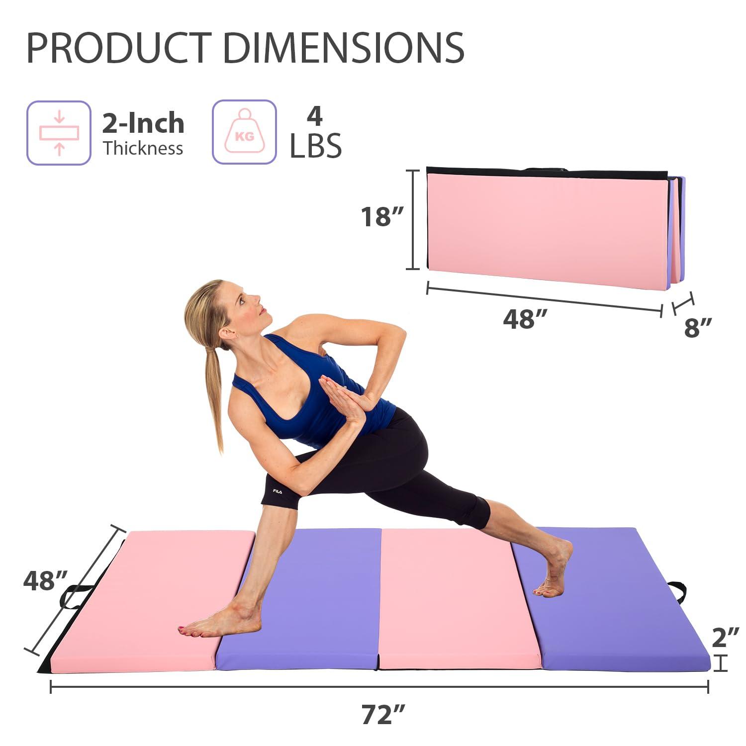 PayLessHere Gymnastics Mat - Folding Gymnastic Mat for Tumbling, Stretching, Yoga & Arts - Thick PU Leather - Indoor/Outdoor