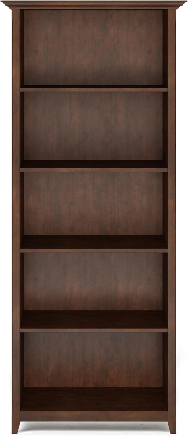 Simpli Home Amherst 30"W Solid Wood 5 Shelf Bookcase with Adjustable Shelves