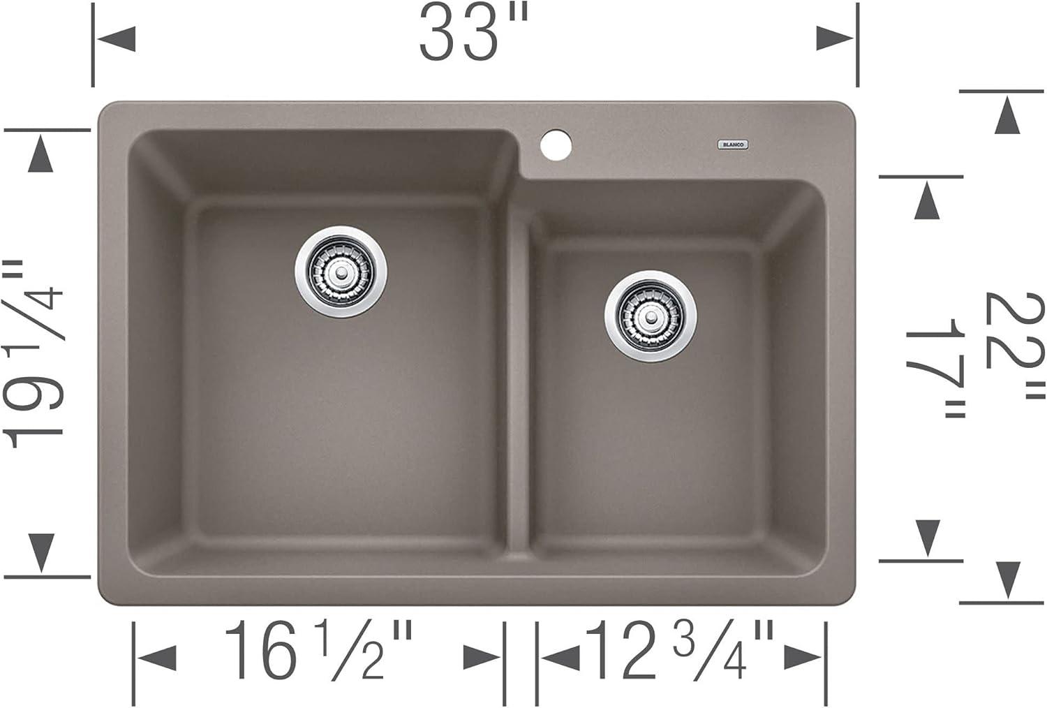 Blanco 442092 Grandis 33" Drop-In Or Undermount Double Basin Silgranit Kitchen Sink -