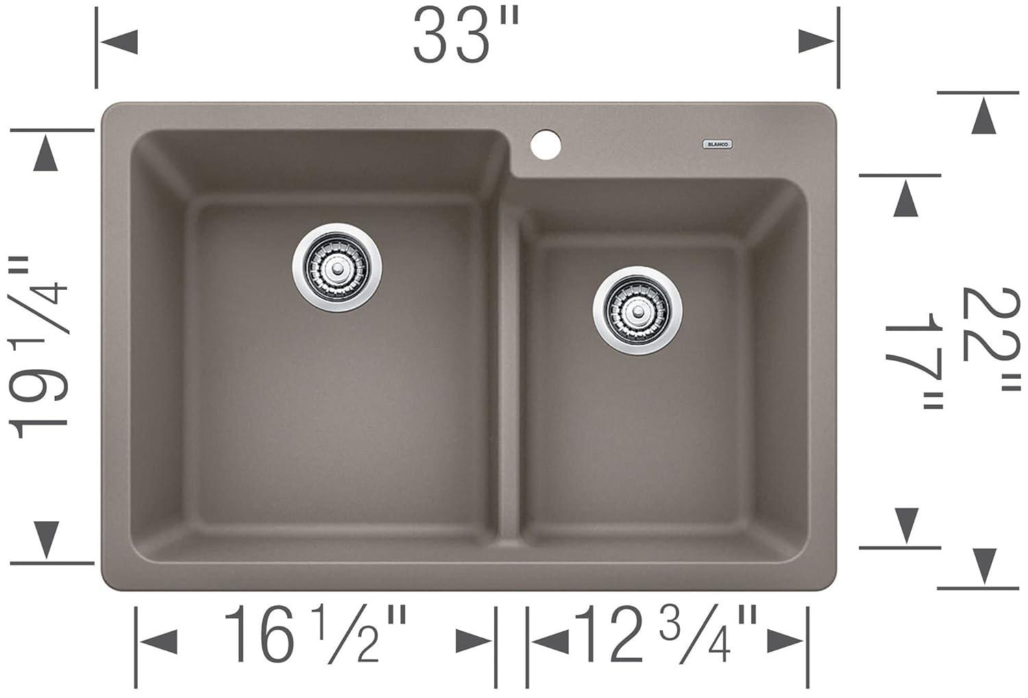 Blanco 442092 Grandis 33" Drop-In Or Undermount Double Basin Silgranit Kitchen Sink -