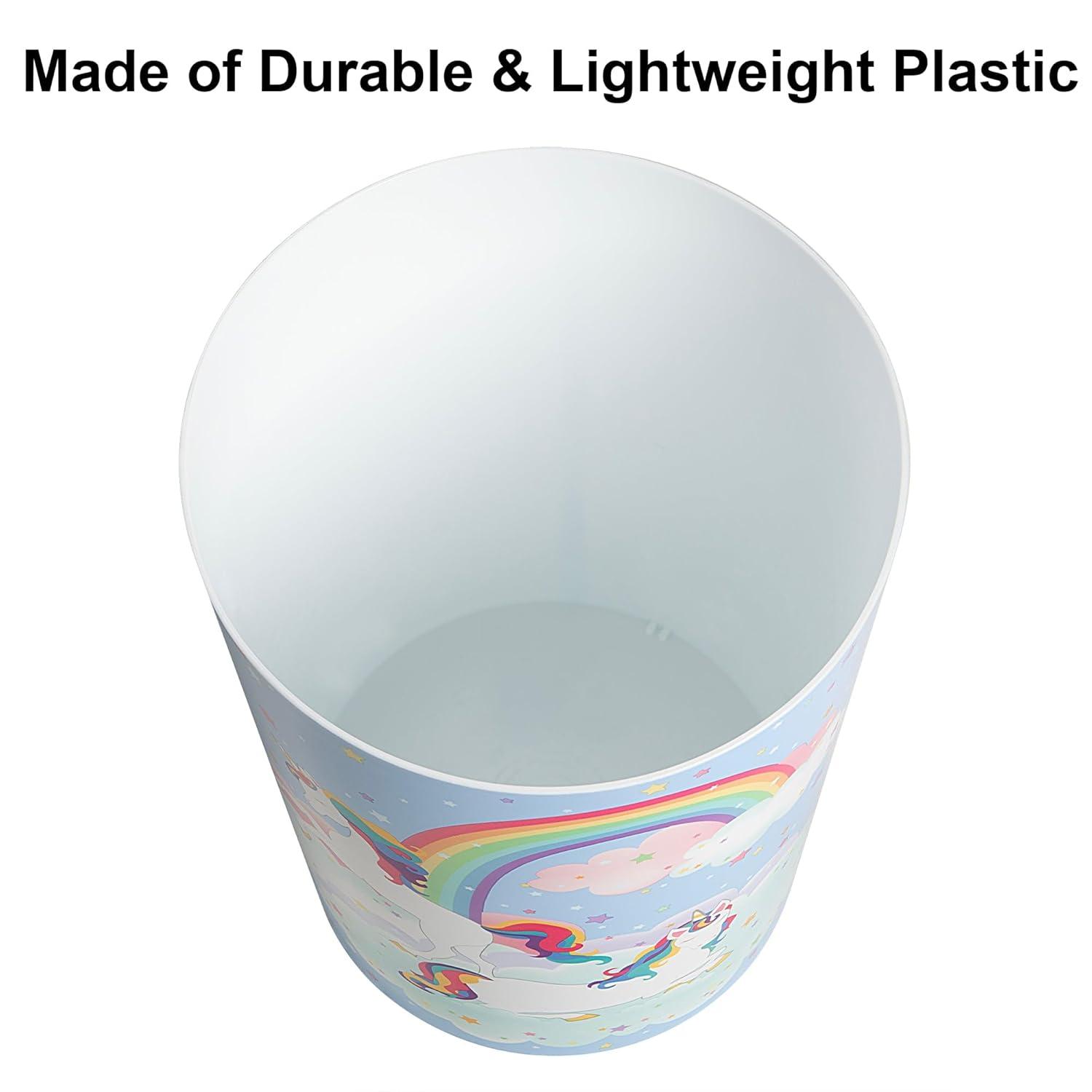 Zoomie Kids Unicorn And Rainbow Plastic Open Waste Basket - 1.56 Gallons