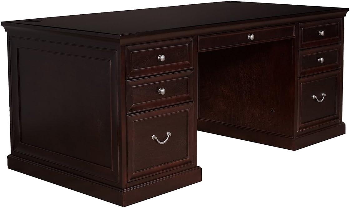 Espresso Wood Executive Desk with Hutch and Drawers